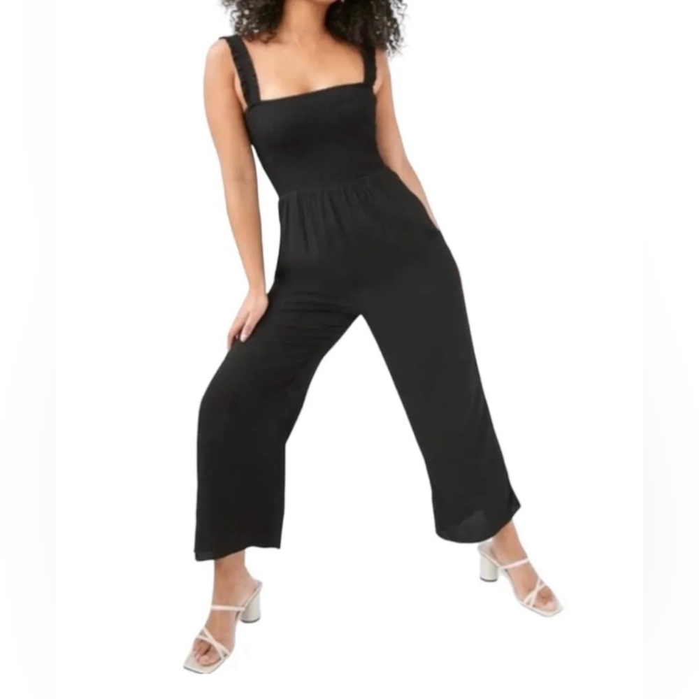 Aritzia | Wilfred Chianti Jumpsuit Smocked Wide Leg Crepe Black (Size XS)